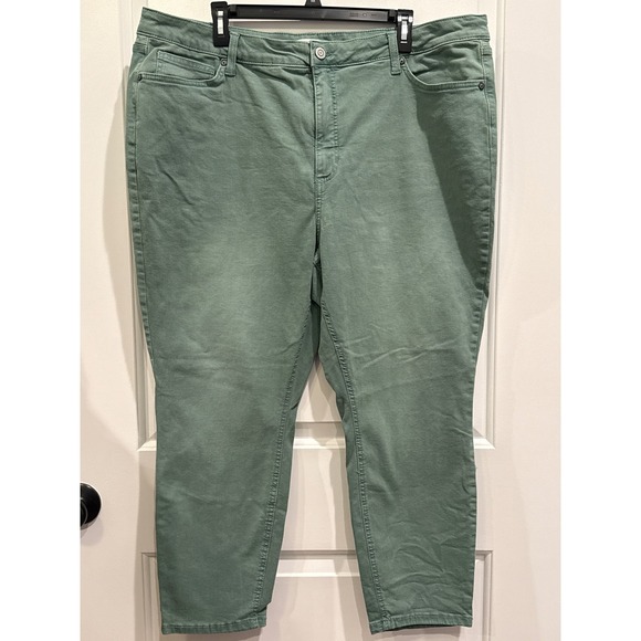 LC Lauren Conrad Womens Ankle Pants Plus Size 20W Green Skinny Crop Casual - Picture 1 of 5